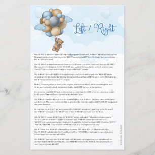 Teddy bear blue beige brown balloons Left Right