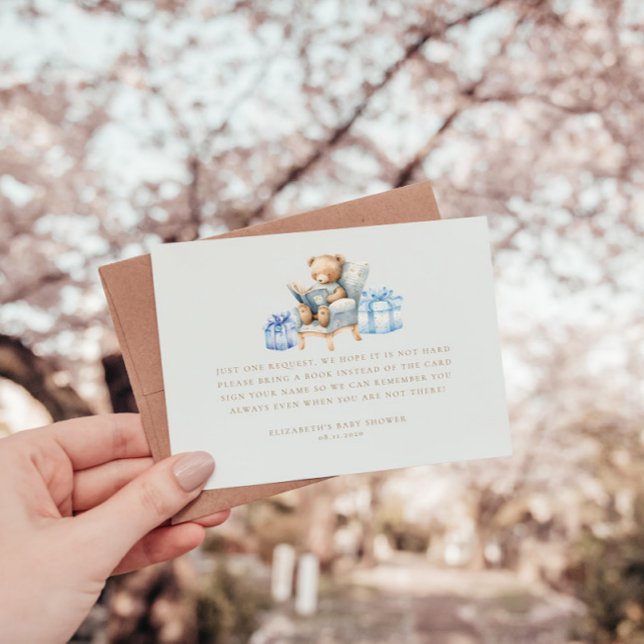 Teddy Bear Blue Books for Baby Ticket Enclosure Card (Creator Uploaded)
