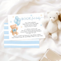 Teddy Bear Blue Bow Balloons Book For Baby Shower