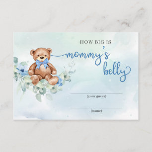 Teddy bear blue flowers How big is mummy's belly Enclosure Card