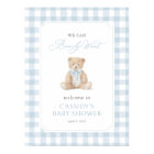 Teddy Bear Blue Gingham Baby Shower Welcome Sign