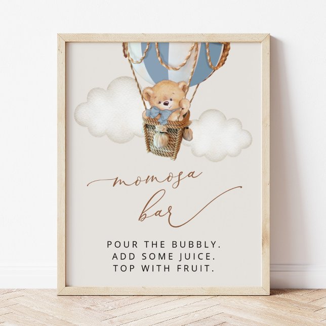 Teddy Bear, Blue Hot Air Balloon, Momosa Bar Poster (Creator Uploaded)