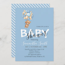 teddy bear blue invitations