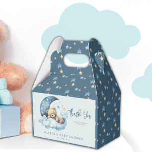 Teddy Bear Blue Over the Moon Baby Shower Favour Box