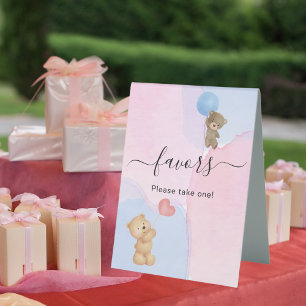 Teddy bear blue pink gender reveal favour