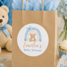 Teddy Bear Blue Rainbow Boy Baby Shower
