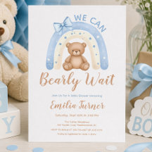 Teddy Bear Blue Rainbow Boy Baby Shower