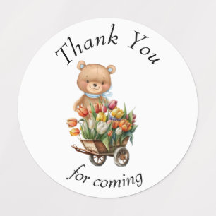 Teddy Bear Blue Rustic Floral Baby Shower Labels