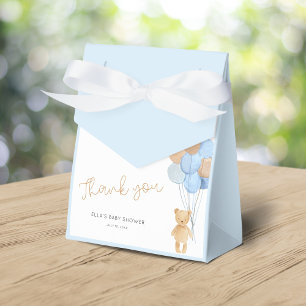 Teddy Bear Blue Tan Balloons Baby Shower Favour Box