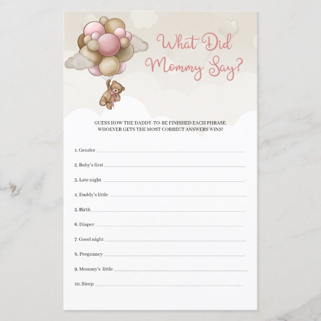 Teddy bear blush brown ivory What Did Mummy Say (Front)