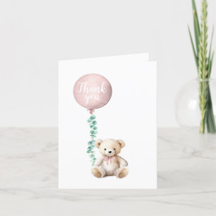 Teddy Bear Blush Pink Baby Shower Thank You Card