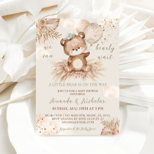 Teddy Bear Boho Baby Shower Invitation