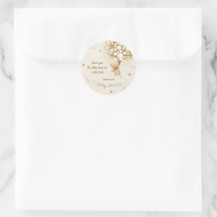 Teddy Bear Boho Baby Shower Thank You Classic Round Sticker