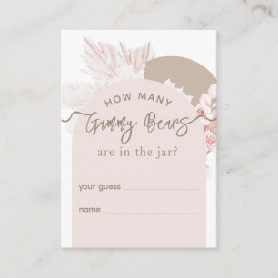 Teddy Bear Boho Girl Baby Shower guess game Enclosure Card