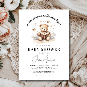 Teddy Bear Book New Chapter Begins Baby Shower Invitation