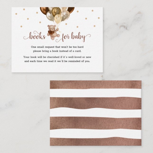 Teddy Bear Book Request Baby Shower Enclosure (Front/Back)