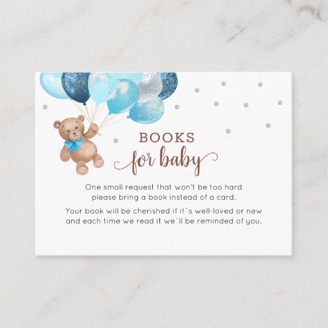 Teddy Bear Book Request Baby Shower Enclosure Card (Front)