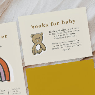Teddy Bear Books for Baby Baby Shower Enclosure Card