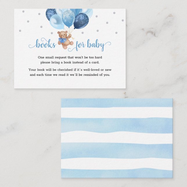 Teddy Bear Books for Baby Baby Shower Enclosure Card (Front/Back)