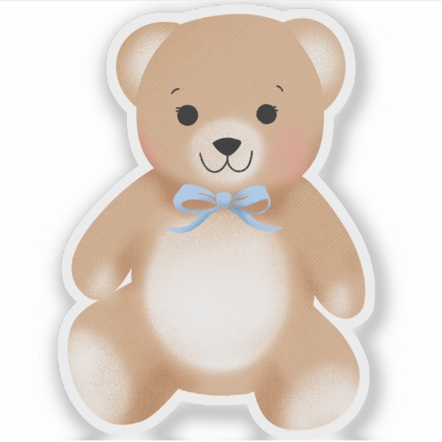 Teddy Bear Bow Stuffy Blue Baby Shower (Front)