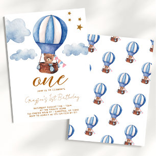 Teddy Bear Boy 1st Birthday Invitation