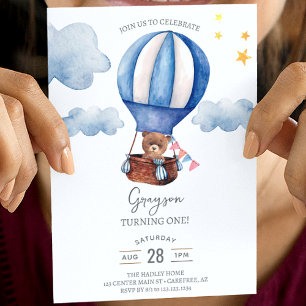 Teddy Bear Boy 1st Birthday Invitation