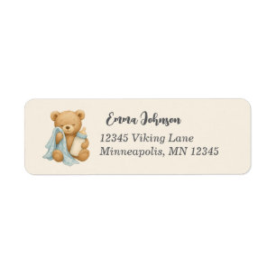 Teddy Bear Boy Baby Shower Address Labels
