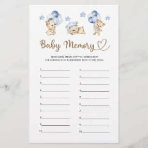 Teddy bear boy baby shower Baby Memory