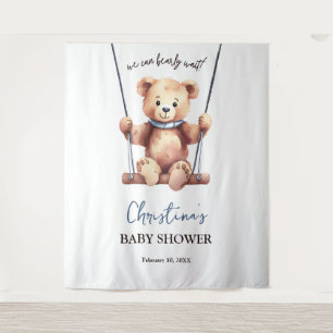 Teddy Bear Boy Baby Shower Backdrop Tapestry