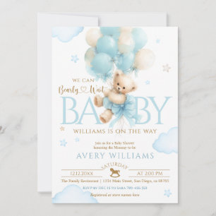 Teddy Bear Boy Baby Shower Blue Invitation
