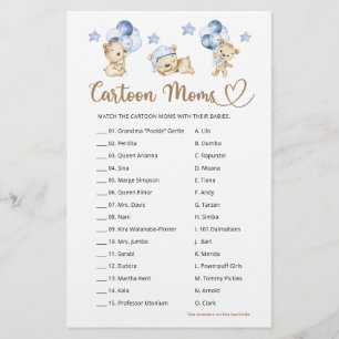 Teddy bear boy baby shower Cartoon Moms
