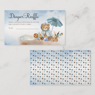 Teddy Bear Boy Baby Shower Diaper Raffle Enclosure Card
