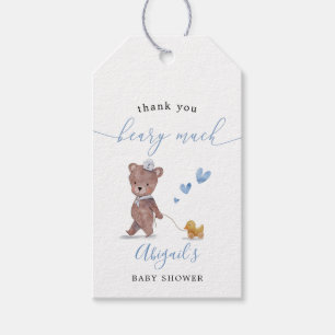 Teddy Bear Boy Baby Shower Favour Gift Tags