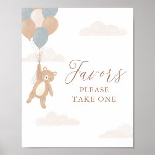 Teddy Bear Boy Baby Shower Favours Sign