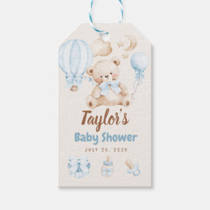 Teddy Bear Boy Baby Shower Gift Tag, Air Ballons Tags