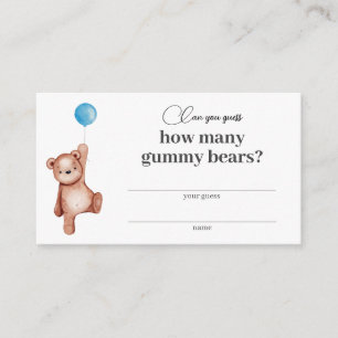 Teddy Bear Boy Baby Shower How Many Gummy Bears Enclosure Card
