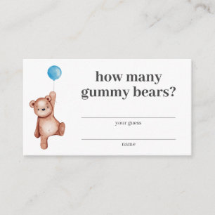 Teddy Bear Boy Baby Shower How Many Gummy Bears Enclosure Card