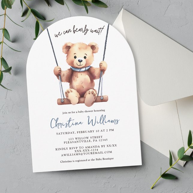 Teddy Bear Boy Baby Shower Invitation (Creator Uploaded)