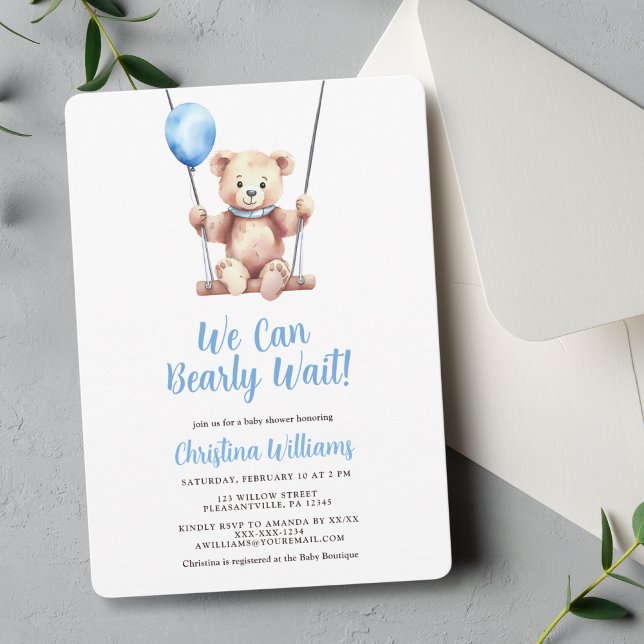 Teddy Bear Boy Baby Shower Invitation (Creator Uploaded)