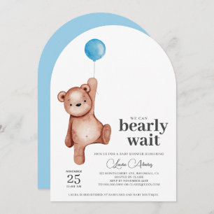Teddy Bear Boy Baby Shower Invitation