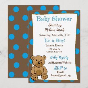 Teddy Bear Boy Baby Shower Invitations