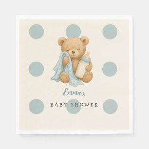 Teddy Bear Boy Baby Shower Polka Dot Napkins