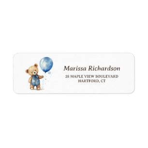 Teddy Bear Boy Baby Shower Return Address Label
