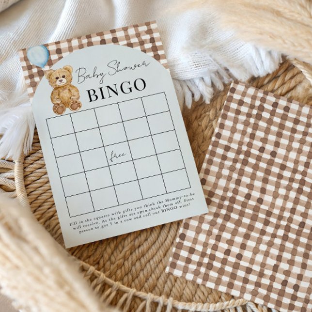 Teddy Bear Boy Baby Shower Soft Blue Bingo Card (Creator Uploaded)