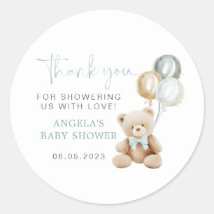 Teddy Bear Boy Baby Shower Sticker