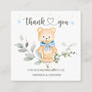 Teddy Bear Boy Baby Shower Thank You Enclosure Card