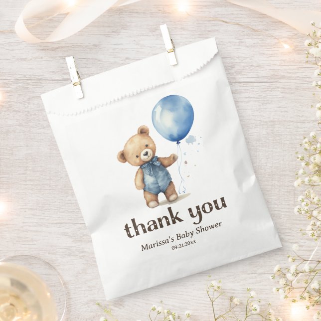 Teddy Bear Boy Baby Shower Thank You Favour Bags (Clipped)