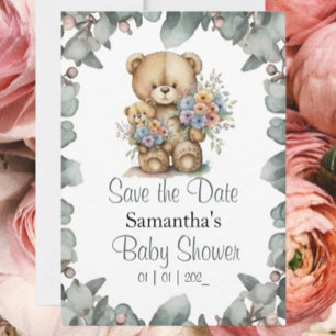 Teddy Bear Boy Baby Shower Theme Invitation