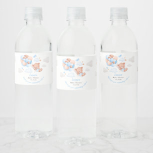 Teddy Bear Boy Baby Shower Water Bottle Label