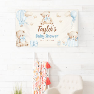 Teddy Bear Boy Baby Shower Welcome Banner Sign